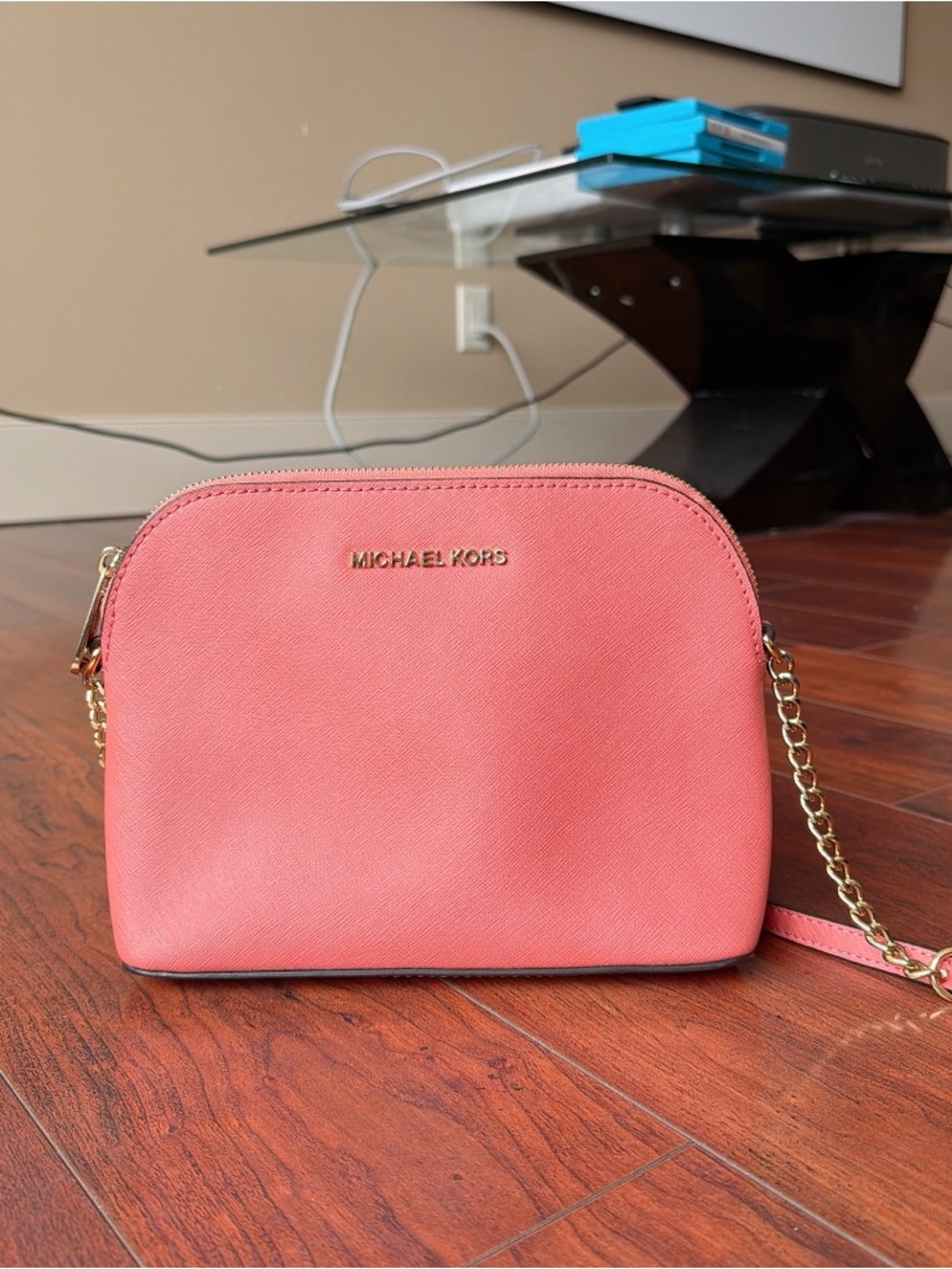 Michael Kors Cindy Large Dome Saffiano Leather Crossbody - Pink Grapefruit